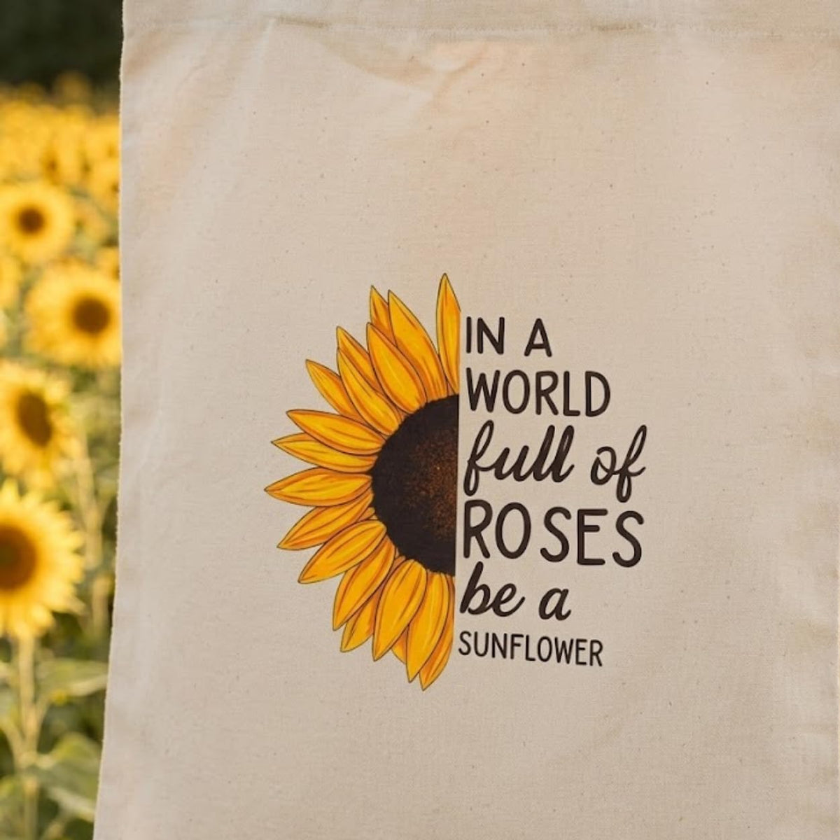 Canvas Tote Bags For Women, Sunflower Print Canvas Tote Bags with Zip, 100% Organic Cotton Tote Bag for Shopping, Travel & beach bags