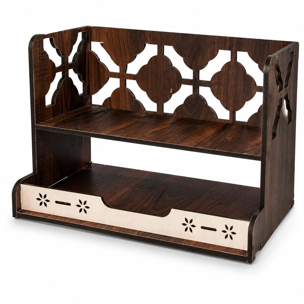 Zesta Wooden Mandir for Home Big Size | DIY Pooja Mandir with LED Spot Light | Devghar Cabinet for Living Room or Office | Wall Mounted Pooja Unit for Home (Double Step)