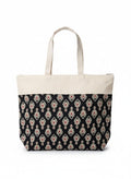 Artizanvilla Ajrakh Print Canvas Tote Bag for Women | Eco-Friendly Reusable Shoulder Bag | Ethnic Printed Cotton Canvas Shopping Tote | Large Capacity Handbag for Office, College & Travel