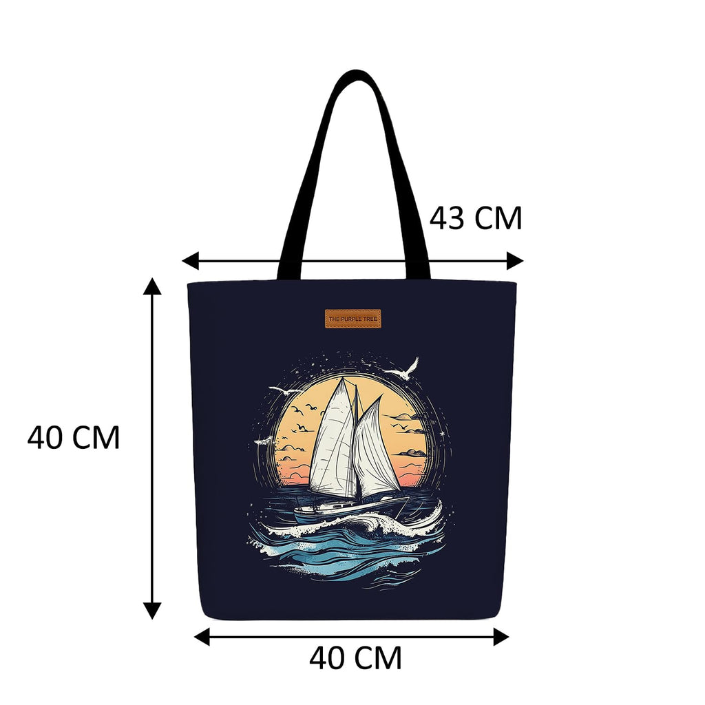 The Purple Tree Eco-Friendly Canvas Tote Bag, Sustainable, Reusable Shopping, Beach, Travel or Everyday Tote, Wide Tote Bag, Ocean Wanderer