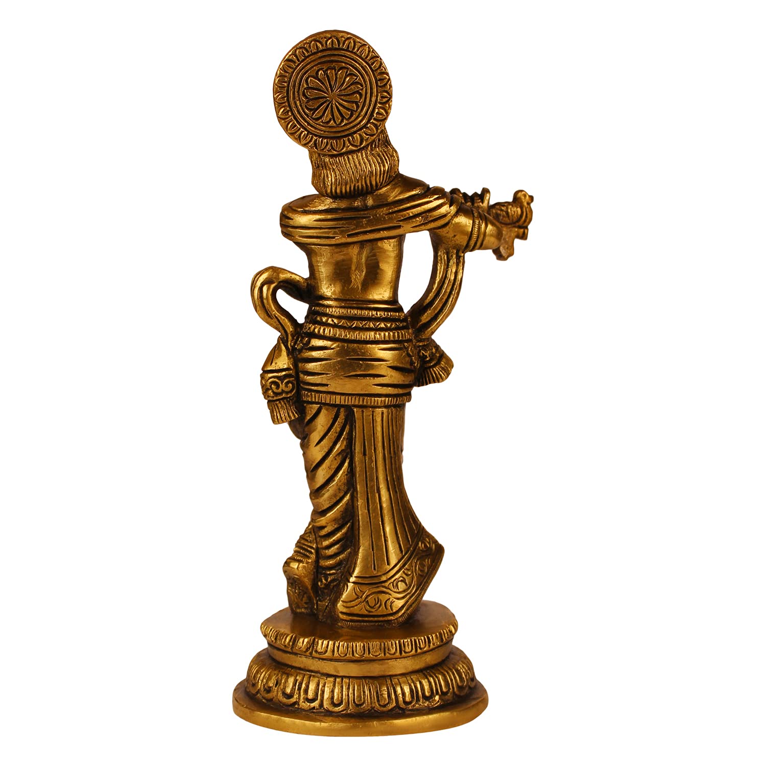 SVARUP Brass Krishna Murti in Gold Color Height 8 Inch