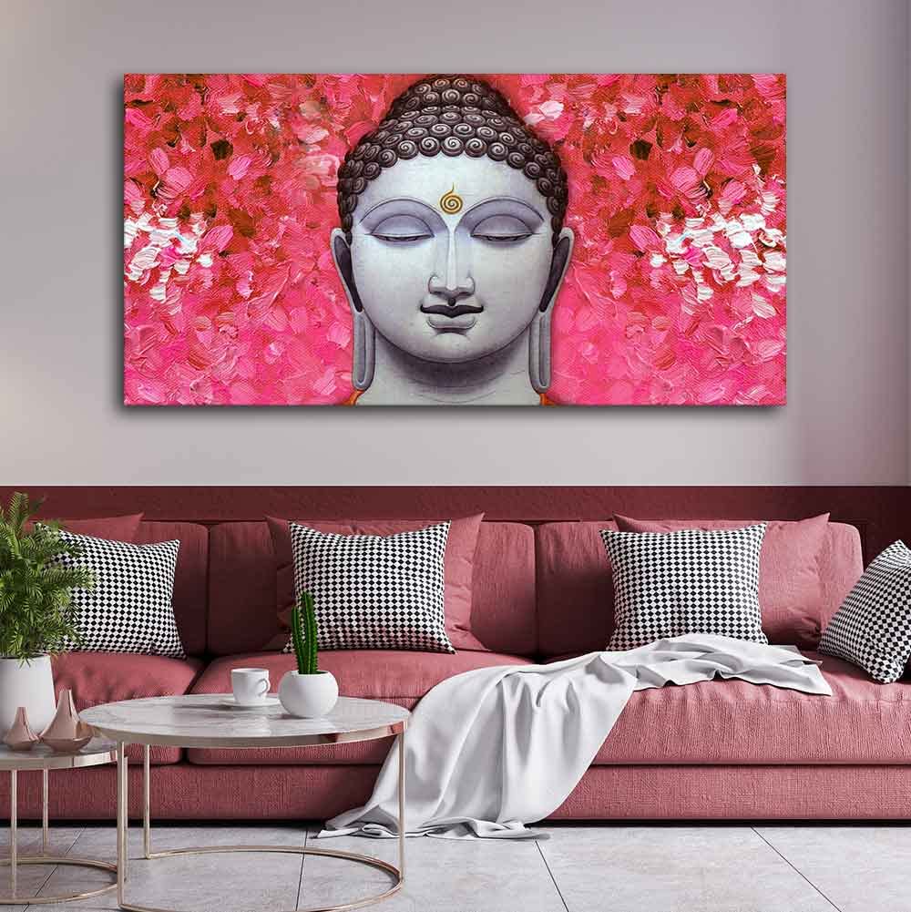 VIBECRAFTS Canvas Paintings for Living Room Drawing Room Buddha Portrait Canvas Wall Painting Fitted With Wooden Frame for Home | Office | Gift (PTVCH_2424)