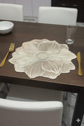 Table Placemats 18pcs Elegant Light Golden Color with Stunning 3D Embossed Design | Durable, Waterproof & Stylish Dining Decor(MFN- TABLEMAT FLOWER-PO18)