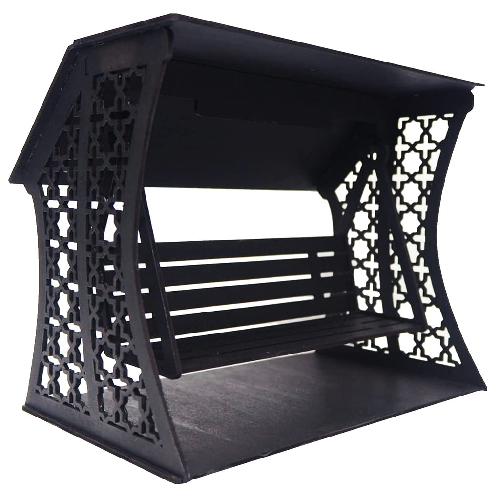 Ubuntu ® Presenting MDF Swing for Home Temple Decoration Stuff's - Wooden Jhulas for God's - Showcase Space Decor Item - Easy to Assemble (Matte Black)