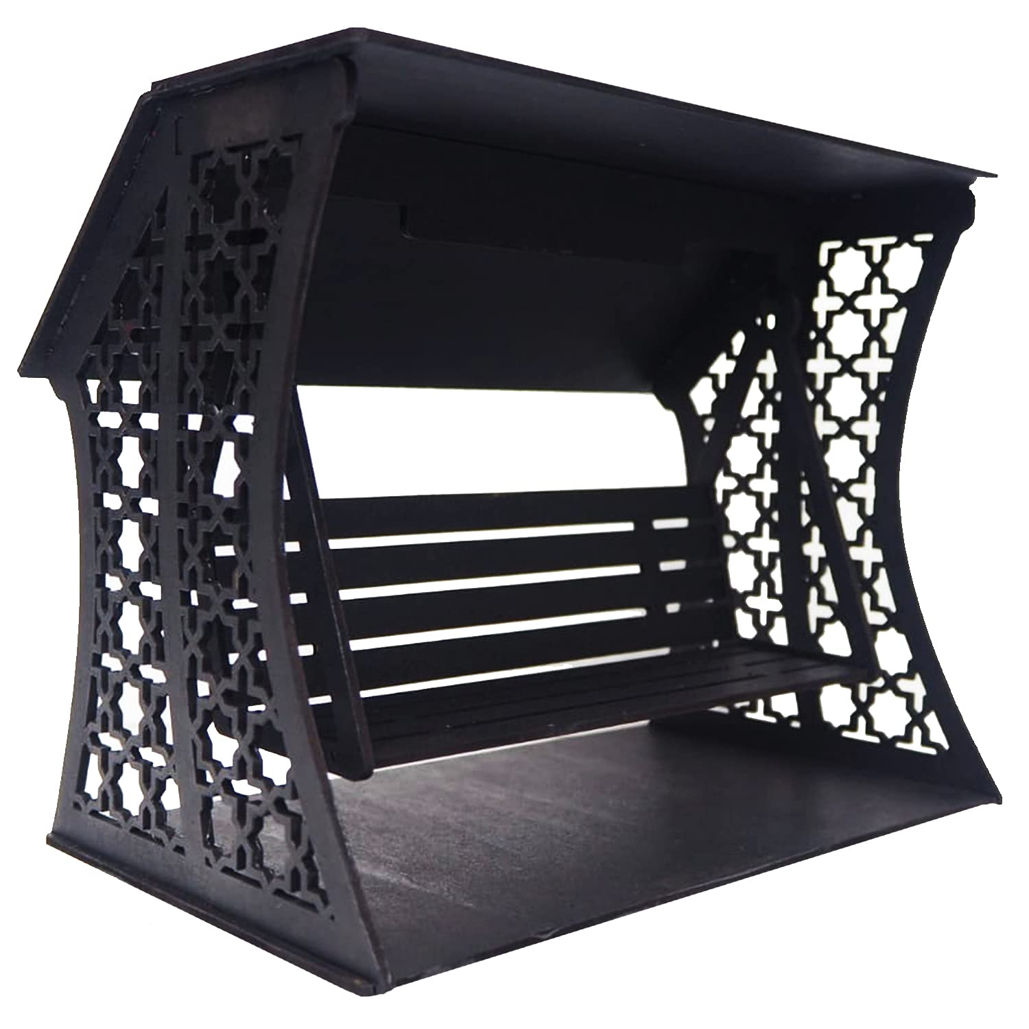 Ubuntu ® Presenting MDF Swing for Home Temple Decoration Stuff's - Wooden Jhulas for God's - Showcase Space Decor Item - Easy to Assemble (Matte Black)