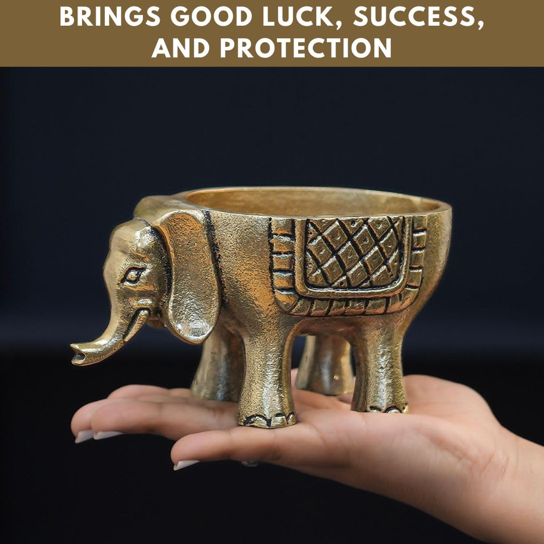 BEHOMA Metal Elephant for Good Luck, Golden - Set of 2