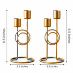 Modern Iron Double Candle Holder Set of 2 – Gold Metal Decorative Candle Stand for Home Decor, Table Centerpiece for Living Room Dining Table Bedroom (6.5 x 3.25 Inches) – Candles are not Included