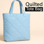 Mahaveer Cotton Quilted Waterproof Tote Bag | 15x15 Inch Large Shopping & Grocery Tote | Open-Top Classic Carry Bag for Daily Use | Multi-Purpose Reusable Handbag for Women, Light Blue