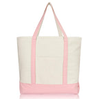 Pink : 22 Heavy Duty Cotton Canvas Tote Bag (Zippered)