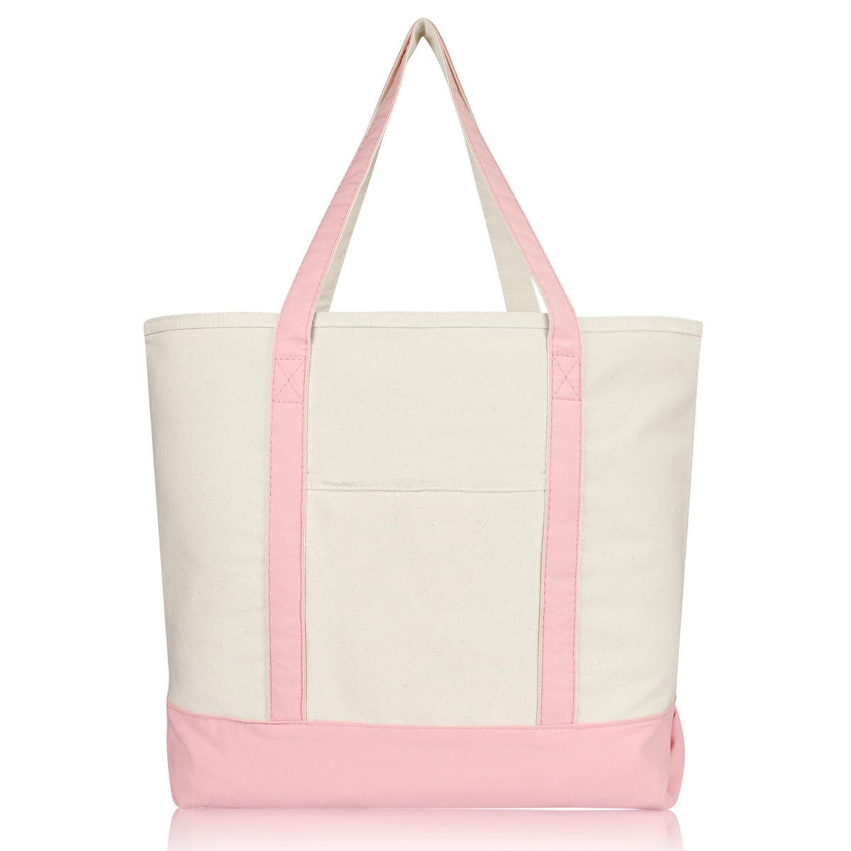 Pink : 22 Heavy Duty Cotton Canvas Tote Bag (Zippered)