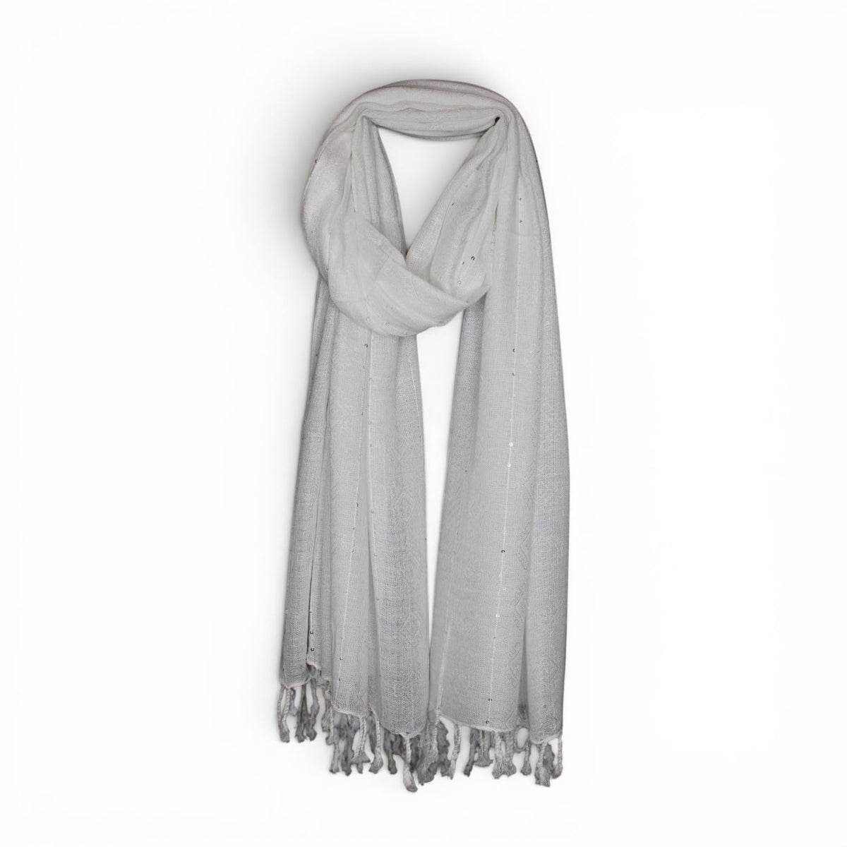 STOLE STUDIO Elegant Luxurious Sequence Viscose Stole Scarf (White)