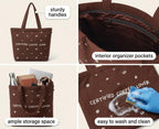 MASQ Premium ToteBag for Women with Zipper | Embroidered Foldable Shoulder Bag with Multiple Pockets | Spacious Handbag for College & Office | Eco-Friendly & Reusable (AP_TB_Coffee_Lover_01)