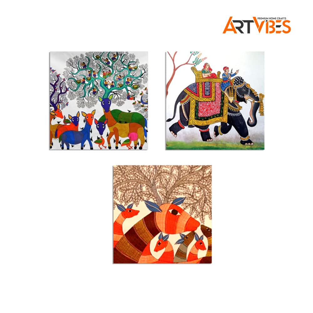 Artvibes Fridge Magnet Madhubani Art Decorative Item for Refrigerator|Almirah|Washing Machine(RM_7088)
