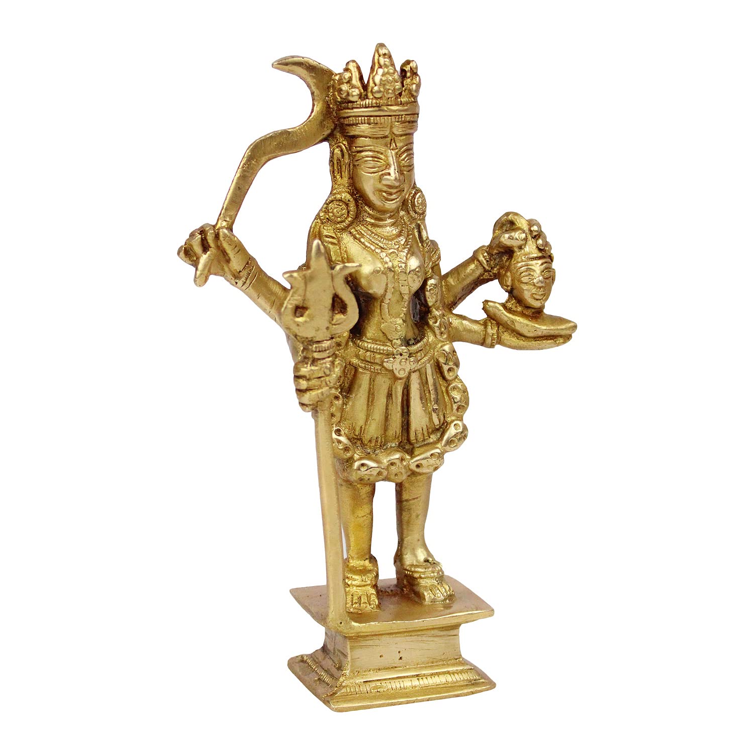ARTVARKO Brass Maa Kali Statue Kalika Kaali Idol Temple Puja Sculpture 7.5 Inch