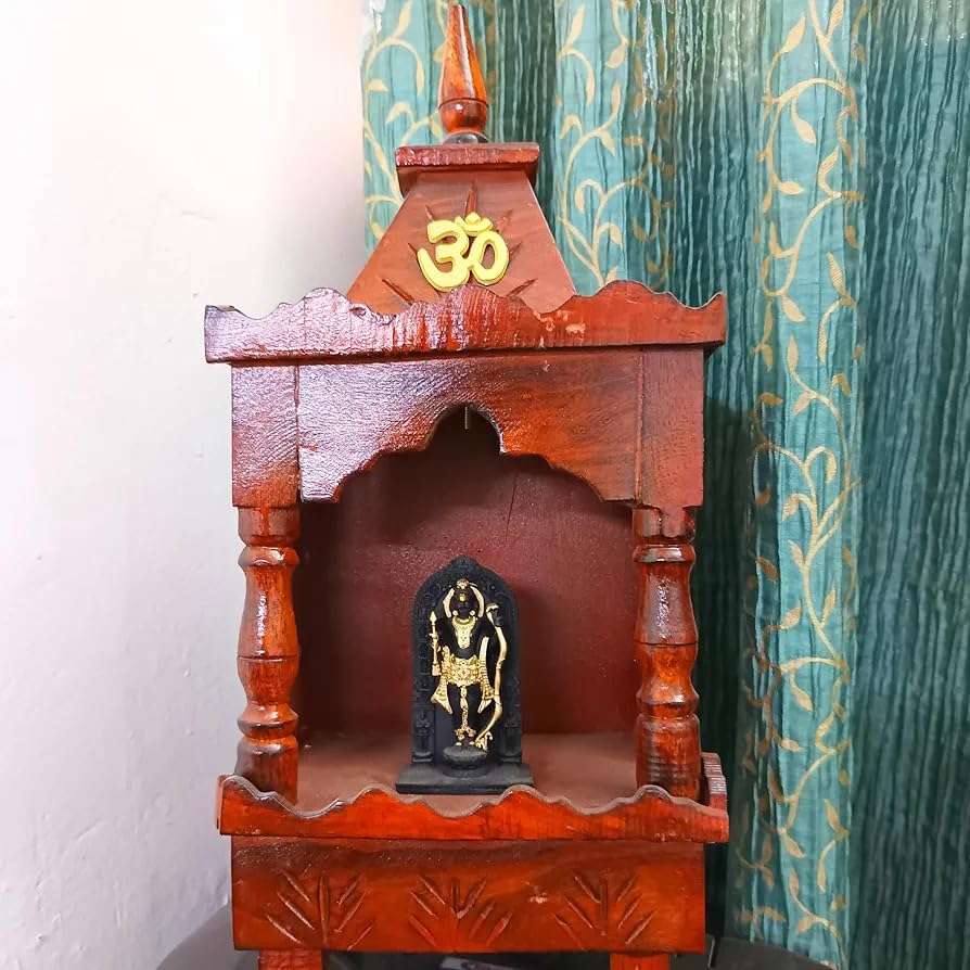 santarms Rosewood Handcrafted Small Temple Devara God Mantapa (8.5 Inch Height): A Sacred Haven for Worship and Meditation