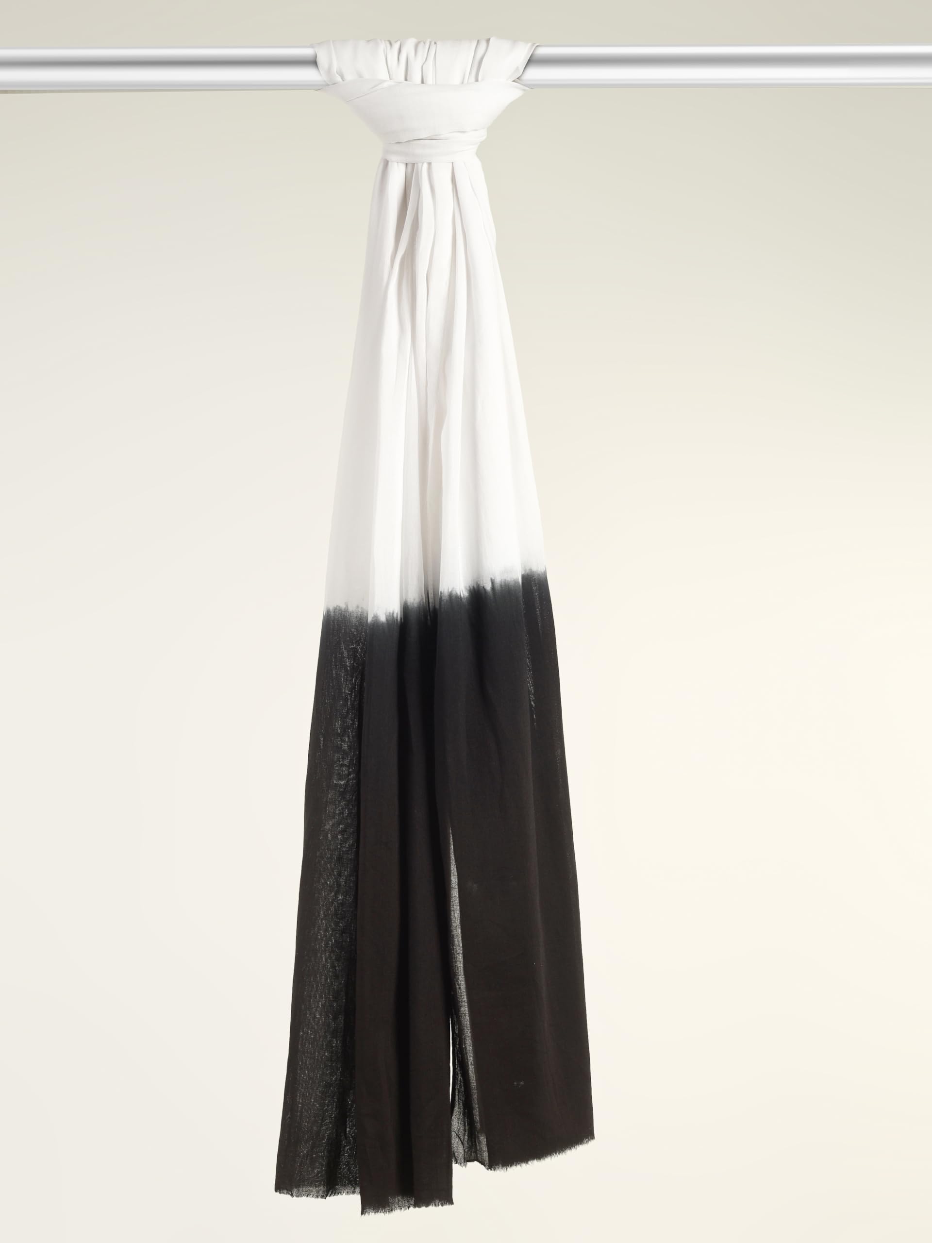 VERAME Cotton Ombre Shaded Scarf for Women & Men – Lightweight Breathable Summer Stole, Soft Stylish Unisex Wrap (BLACK)