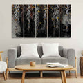 VIBECRAFTS Willow Branches with Gold Butterflies Wall Painting of Five Pieces For Home|Office|Living Room|Gift (PTVC5Pcs4_8723)
