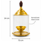 DSH Brass Akhand Diya Decorative Brass Glass Oil Lamp and Tea Light Holder for Diwali Pooja and Gift Item. (S)