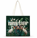 Mundane Printed Cotton Multipurpose Tote Bag | Dark Green | 16x13 Inch | Lightweight Everyday Carry for Shopping, Books, Grocery & Daily Use