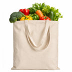Reusable Cotton Canvas Tote Bag for Women & Men | Eco Friendly Grocery Shopping Bag | Durable Cloth Carry Bag with Long Handles | Multipurpose Shoulder Tote for Office Travel Beach Daily Use | Natural