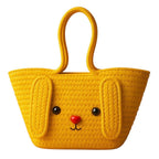 DYARCHY Handmade Cotton Rope Tote Bag | Eco-Friendly Multipurpose Handbag for Women | Casual Shoulder Bag for Shopping, Picnic, Travel & Everyday Use (YELLOW KITTY)