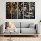 VIBECRAFTS Gautam Buddha Sculpture Wall Painting Set of Five For Home|Office|Living Room|Gift (PTVC5Pcs4_8655)