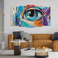 VIBECRAFTS Abstract Eye Canvas Wall Painting of Five Pieces Set For Home|Office|Living Room|Gift (PTVC5Pcs2_6624)
