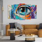 VIBECRAFTS Abstract Eye Canvas Wall Painting of Five Pieces Set For Home|Office|Living Room|Gift (PTVC5Pcs2_6624)