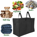 COTTON BLADES Big Eco Cotton Canvas Shopping Bags For Carry Milk Grocery Fruits Vegetable With Reinforced Handles Jhola Bag - (18X8.5X14 -Inches, (Black)