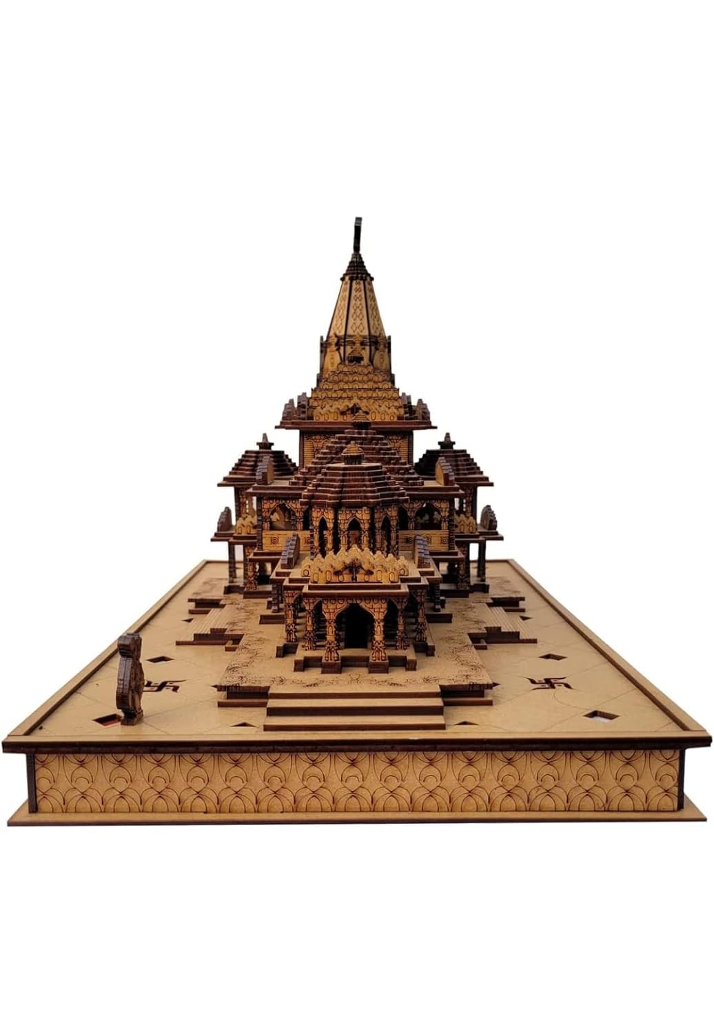 Awadh Sri Ram Mandir Ayodhya Wood 3D Temple Model for Car/Home/Office/Shop and Gift use, Made & Ship from Holy Land Ayodhya India, Ram Mandir Mdoel (Pack of 1)