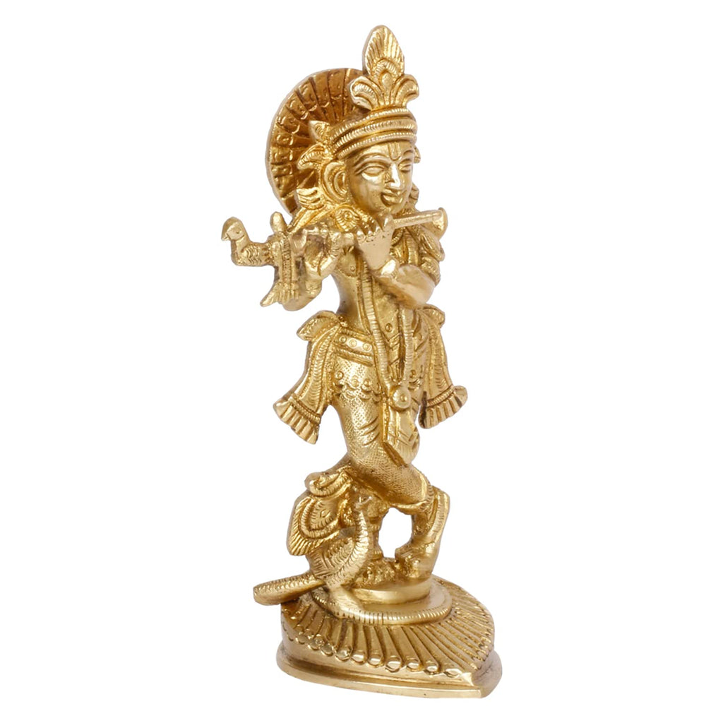 ARTVARKO Brass Krishna Kishan Thakurji Murti Idol Statue Sculpture for Home Office Temple Puja Gift 6.5 Inches