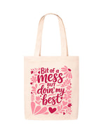 DOODLE Canvas Tote Bag for Women with Zip Closure – Eco-Friendly Reusable Poly Cotton Shoulder Bag with Outer Zip & Inner Zip Pocket, Spacious Tote for Shopping, Office, College, Beach & Travel