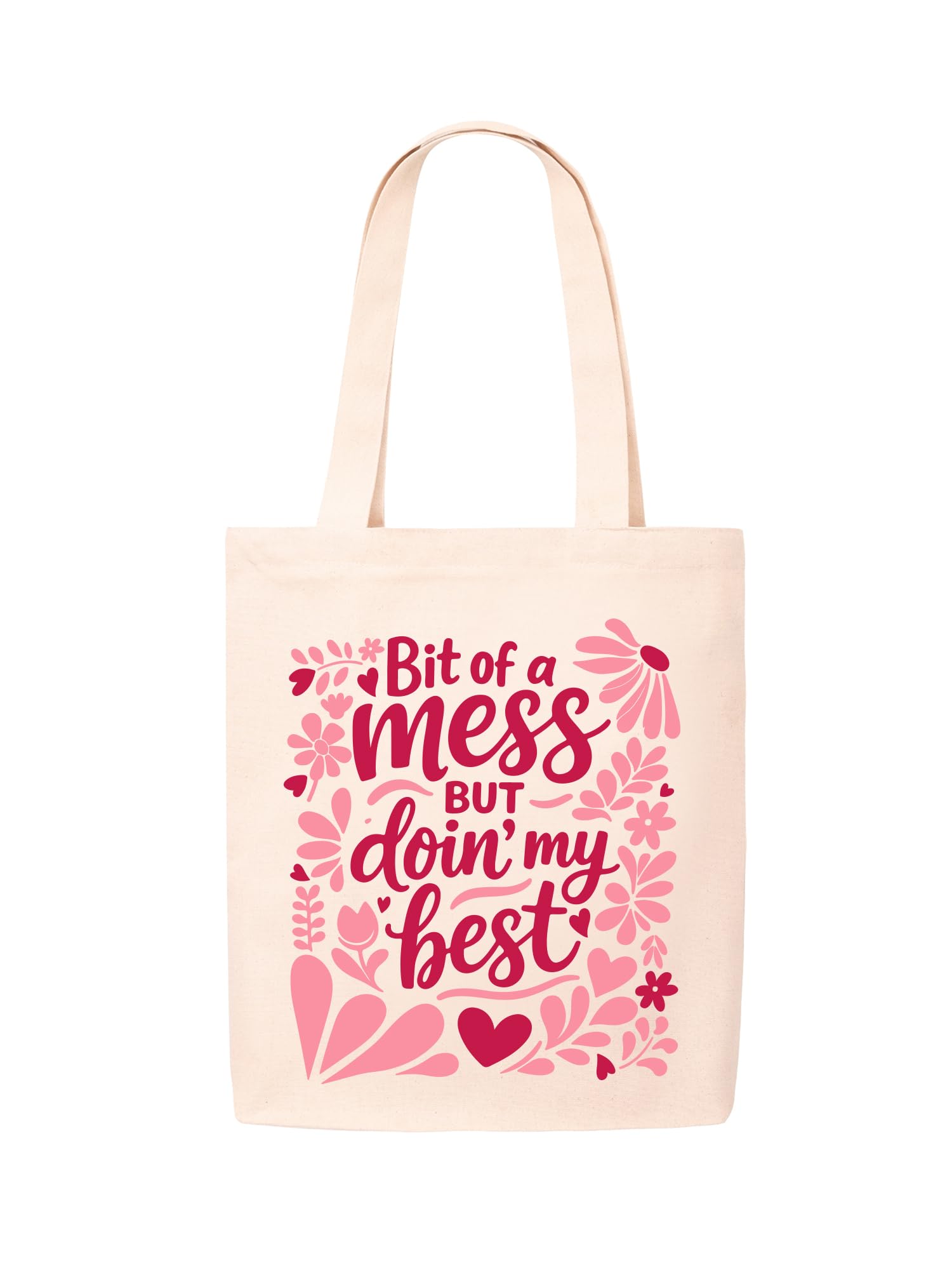 DOODLE Canvas Tote Bag for Women with Zip Closure – Eco-Friendly Reusable Poly Cotton Shoulder Bag with Outer Zip & Inner Zip Pocket, Spacious Tote for Shopping, Office, College, Beach & Travel