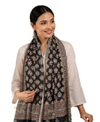 NK Textiles Women's Ajrakh Batik Hand Block Print Pure Mul Cotton Scarf/Stole (22x72)