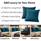 RD TREND® Cushion Cover Set of 2, Decorative Sofa Living Room Home Square Cushion Covers 16 Inch x 16 Inch, Aesthetic Corduroy Striped Double Sided (Green)
