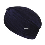 BISMAADH Velvet Soft Pleated Pre Tied Knot Readymade Turban/Pagri Head Wraps for Men & Women Blue