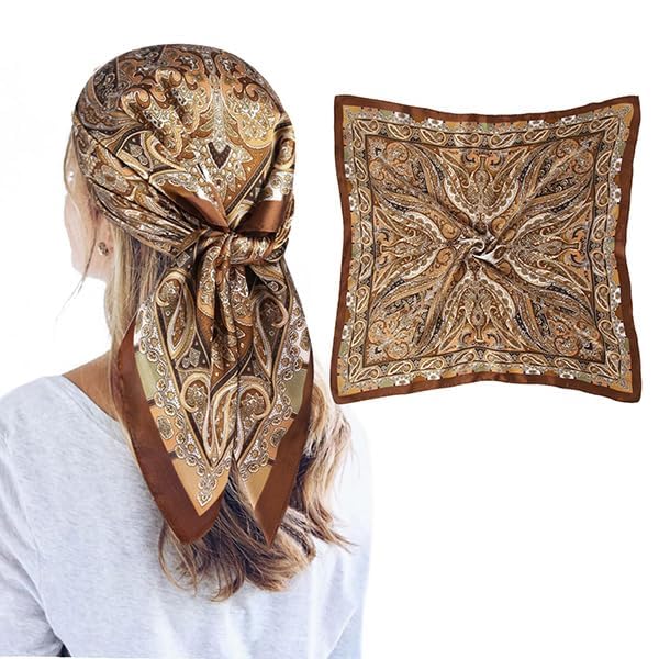 YEPZY ENTERPRISE Silk Like Head Scarf for Women Stylish Vintage Hair Scarf Floral Print Square Bandana Gift