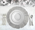 HomeCloud Table mat Round Shape| Table mat Round | Cutwork Design mat | Dining Table mats | Dressing Table MATS | Bed Side Table mats (Chakra_Silver, 2) Kafalo