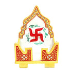Salona Home Pure Marble Singhasan for God with Cute Laddu Gopal Idol, Marble Temple for Home, God Stand for Pooja Room (6.5 x 4 x 3.5 inch, Multicolor)