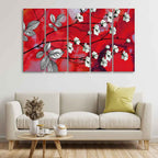 VIBECRAFTS Premium Canvas Abstract Art Painting of White Flowers Set of Five For Home|Office|Living Room|Gift (PTVC5Pcs4_8651)