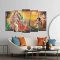 VIBECRAFTS Beautiful Radha Krishna Premium Wall Painting Set of Five Pieces For Home|Office|Living Room|Gift (PTVC5Pcs2_6604)