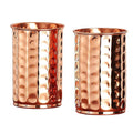 HEALTHANDWEALTH Set of 2 Hand Crafted Hammered Copper Tumbler | Pure Copper Water Mug | 300 Ml Water Hold for Ayurvedic Health Benifits (Hammered)