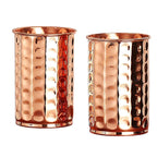 HEALTHANDWEALTH Set of 2 Hand Crafted Hammered Copper Tumbler | Pure Copper Water Mug | 300 Ml Water Hold for Ayurvedic Health Benifits (Hammered)