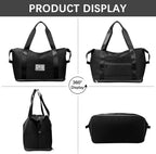 Viyaro Polyester Multi-Purpose Tote Bag | Foldable Waterproof Design with Dry & Wet Separation, Multiple Utility Pockets with Zipper & Lightweight Shoulder Carrying Comfort | Organized Option—black