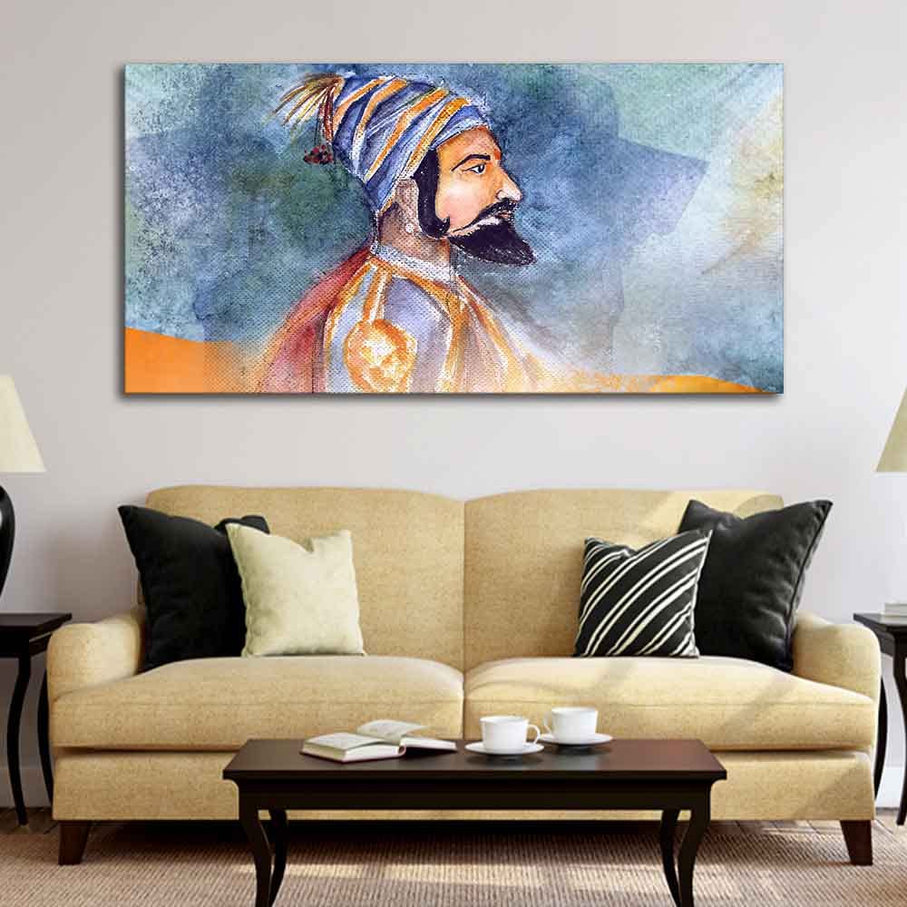 VIBECRAFTS Canvas Paintings for Living Room Drawing Room Chhatrapati Shivaji Maharaj Canvas Wall Painting Fitted With Wooden Frame For Home | Office | Living Room | Gifts (PTVCH_2501)