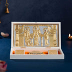 Svastika Ram Darbar Pocket Temple | 24 Karat Gold Coated | Ram Sita Lakshman Hanuman Idol | Gift for Festivals and Weddings | NRI and Corporate Gifting | Home Mandir Decor | 21 cm (Small)
