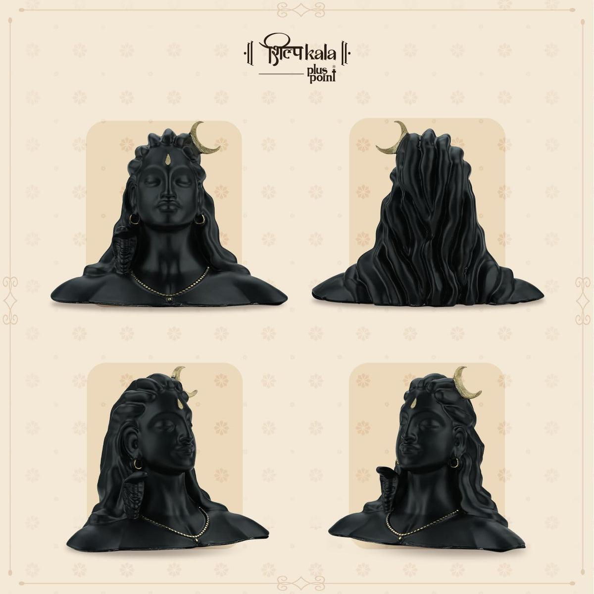 Shilpkala 3.9 Inch Brass Adiyogi Shiv Mahadev Bholenath Idol (Statue, Murti) for Pooja, Table, Home & Office Decor, Worship & Gifting (Black Finish)