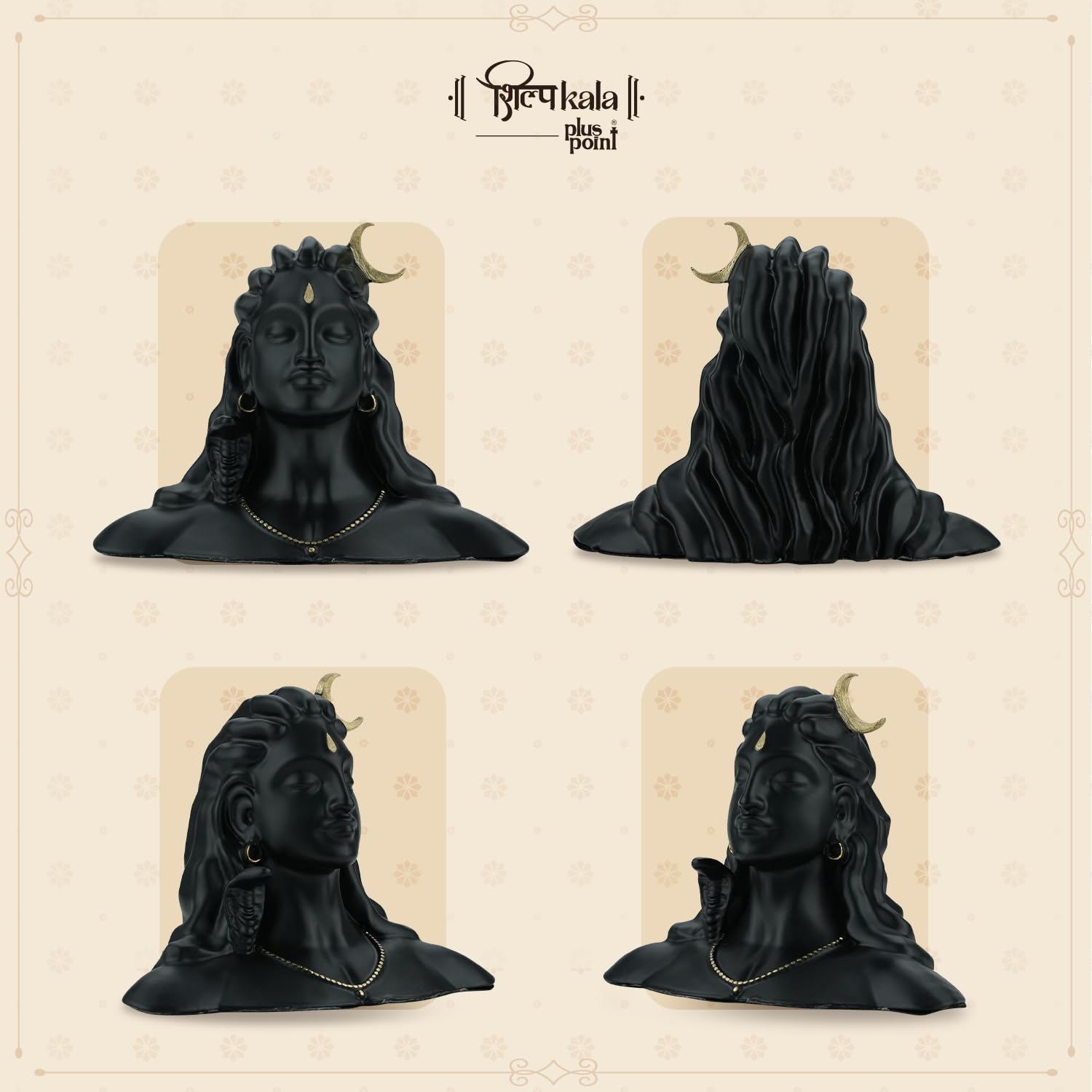 Shilpkala 2.9 Inch Brass Adiyogi Shiv Mahadev Bholenath Idol (Statue, Murti) for Pooja, Table, Home & Office Decor, Worship & Gifting (Black Finish)