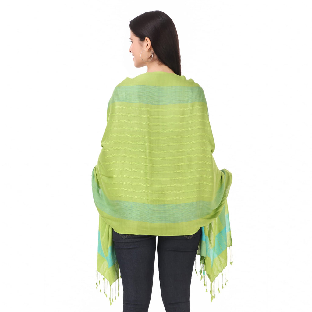 FWC Fill With Colours stole/scarf for girl/ladies Colour- Green soft viscose cotton blend ethnic pattern scarves pack of 1 ST-27