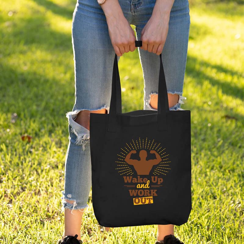 Theyayacafe Printed Cotton Black Tote Bag, Multipurpose Bag, Lightweight